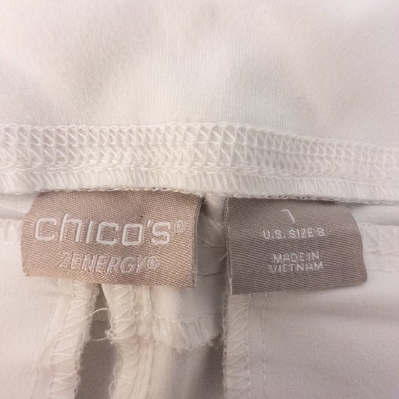 Chicos Womens Size 1 (US 8) Xenergy Pant White Ankle Cropped Pull On Slimming - Picture 9 of 12
